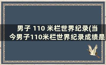 男子 110 米栏世界纪录(当今男子110米栏世界纪录成绩是多少秒)